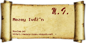 Mezey Iván névjegykártya