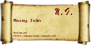 Mezey Iván névjegykártya